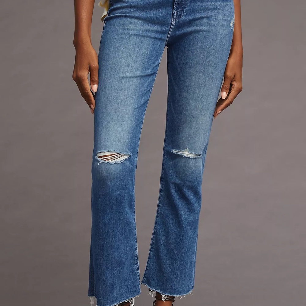 MOTHER The Hustler High-Rise Ankle Fray Jeans Size 34 Anthropologie NEW